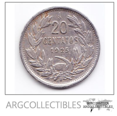 Chile Moneda 20 Centavos Niquel 1925 Km-167.1 Condicion Vf+
