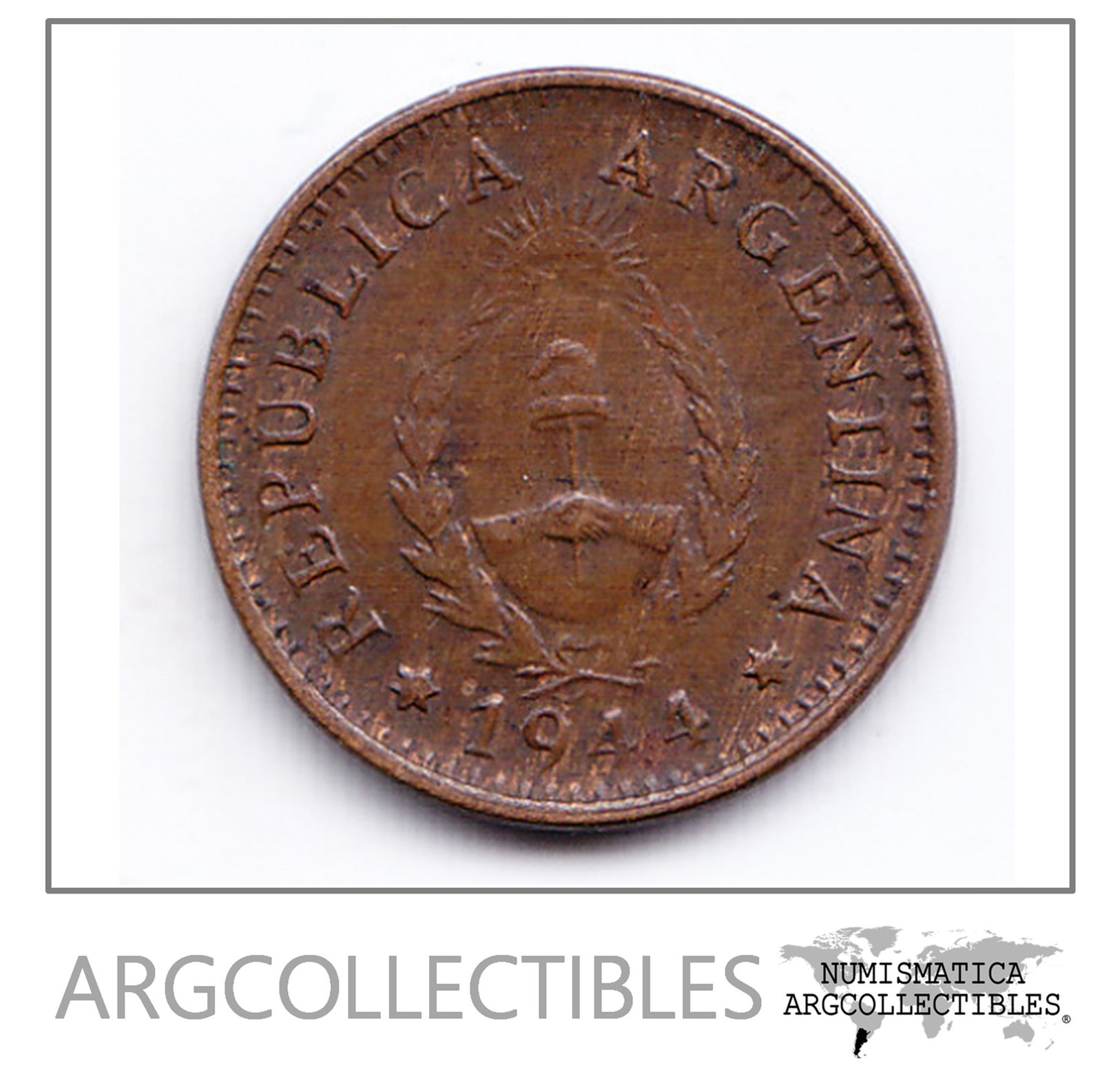 Argentina Moneda 1 Centavo Cobre 1944 Moneda Nacional Xf
