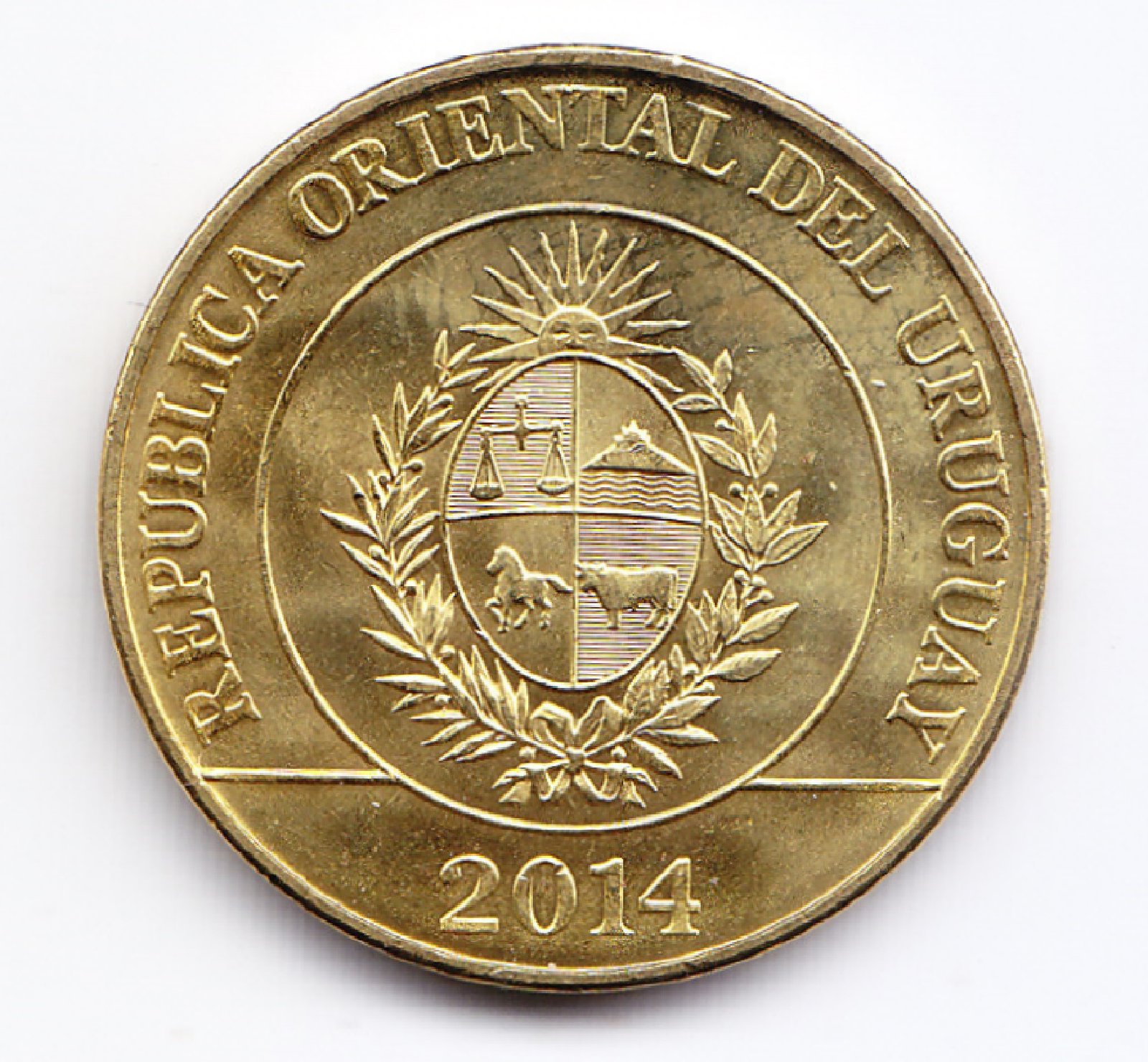 Uruguay Moneda 5 Pesos Acero Laton 2014 Ñandu Km-137 Unc - Imagen 2