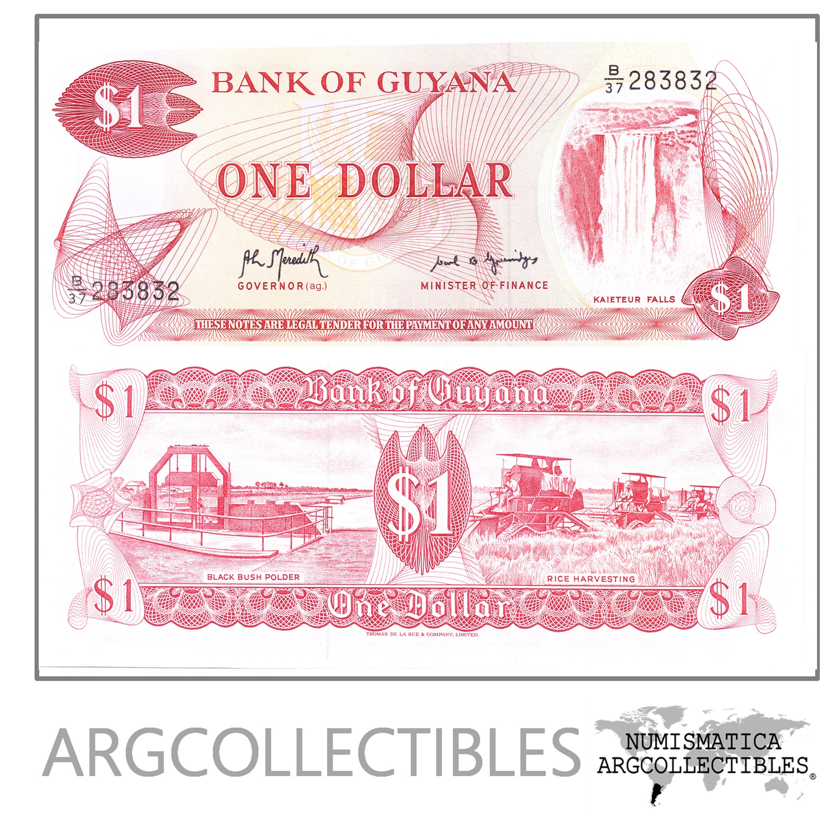 Guyana Billete 1 Dolar Año 1989 P-21g Condicion Unc