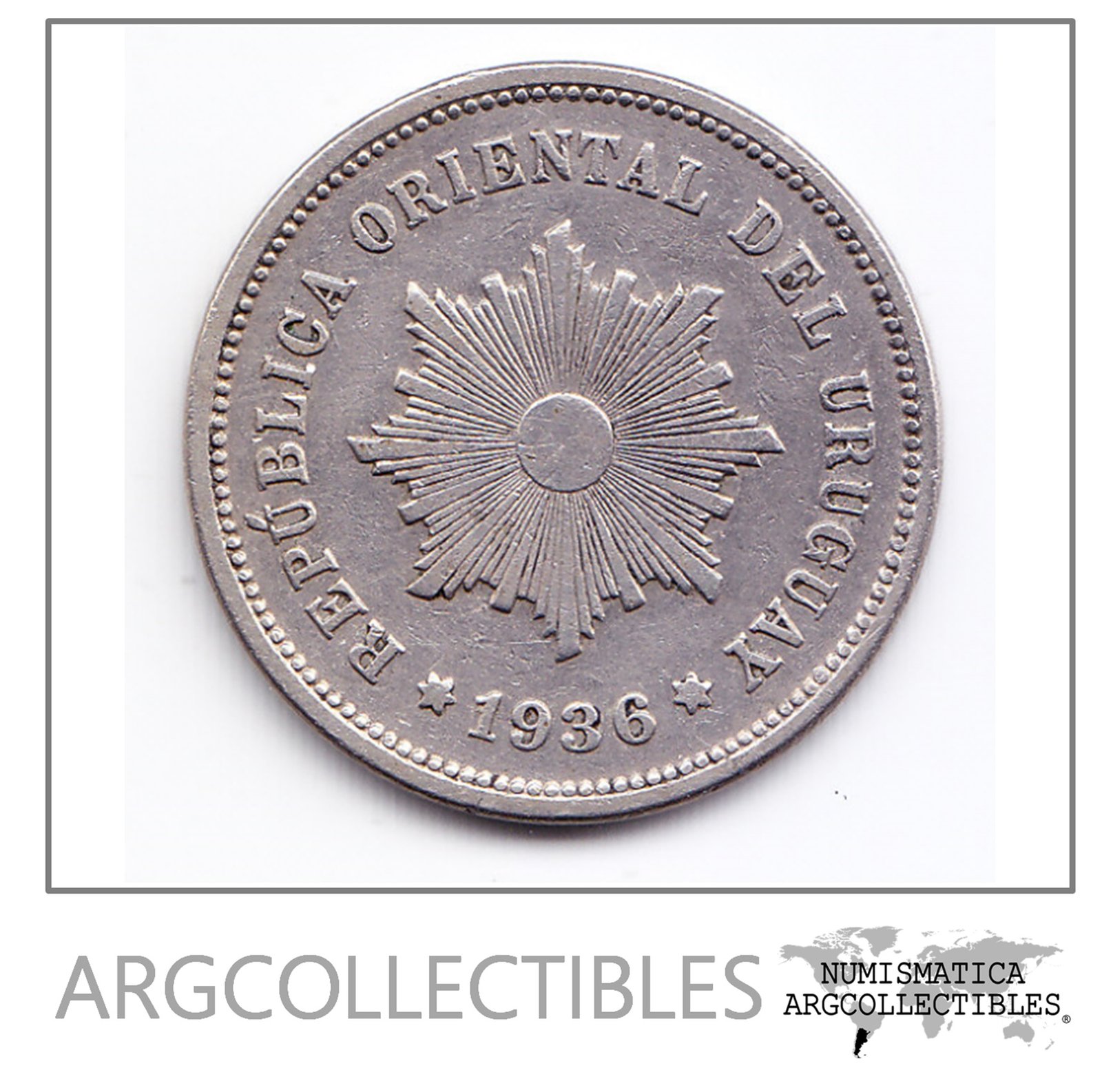 Uruguay Moneda 5 Centesimos Cobre 1936 Km-21 Condicion Xf