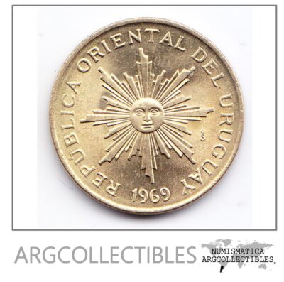 Uruguay Moneda 5 Peso Bronce Aluminio 1969 Km-53 Unc
