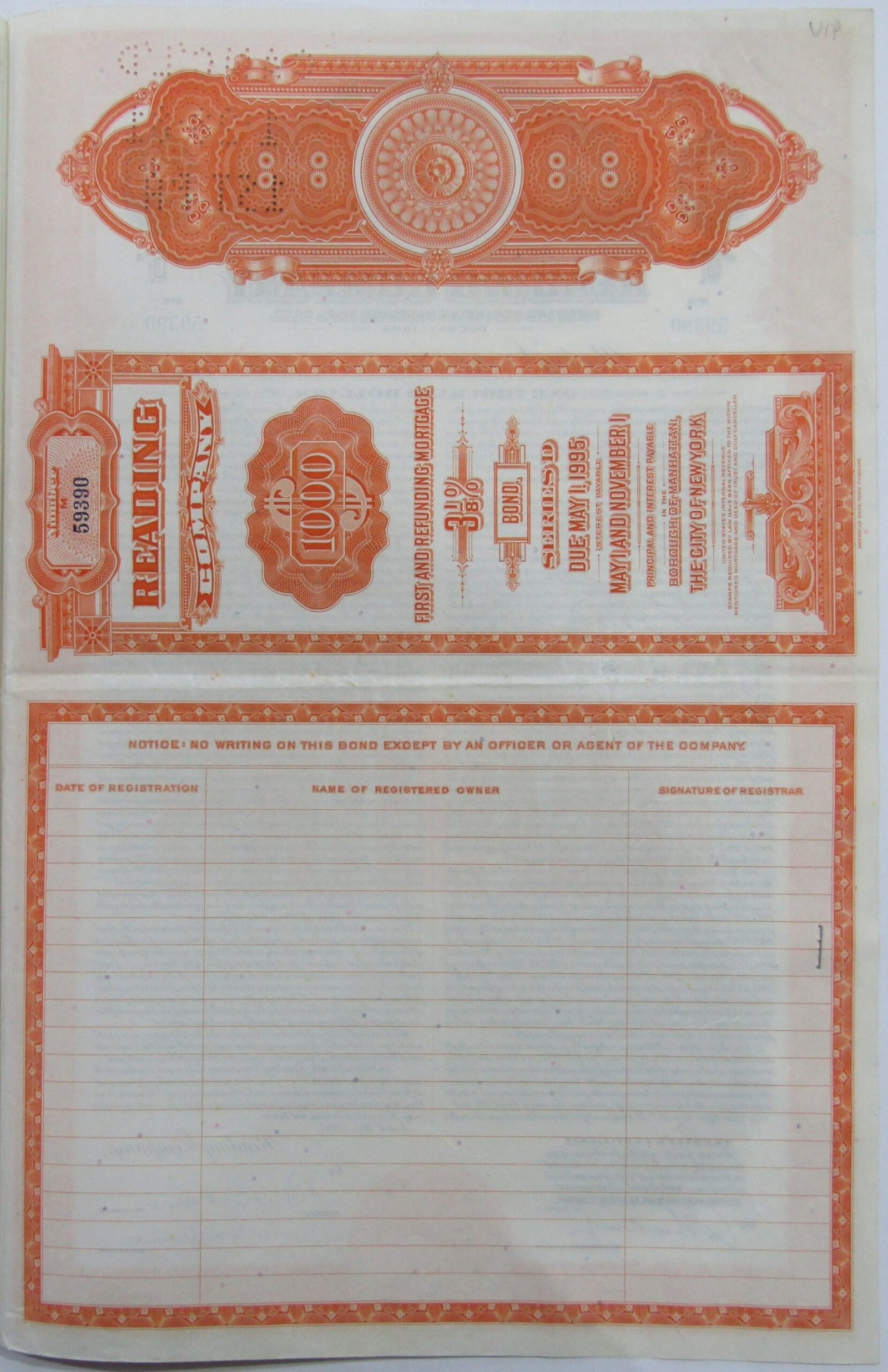 Estados Unidos Usa 1000 Dolares 1945 Accion Ferrocarril Reading Company - Imagen 4
