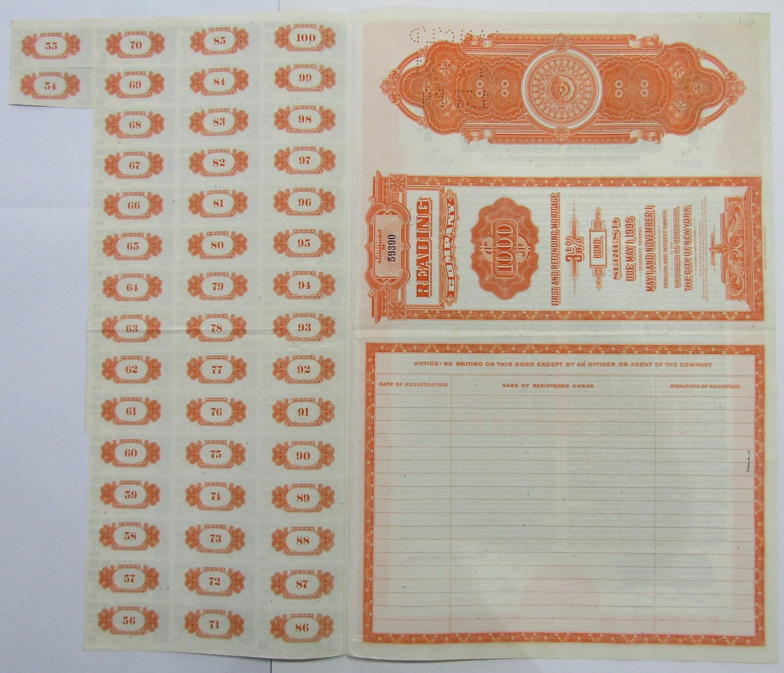 Estados Unidos Usa 1000 Dolares 1945 Accion Ferrocarril Reading Company - Imagen 3