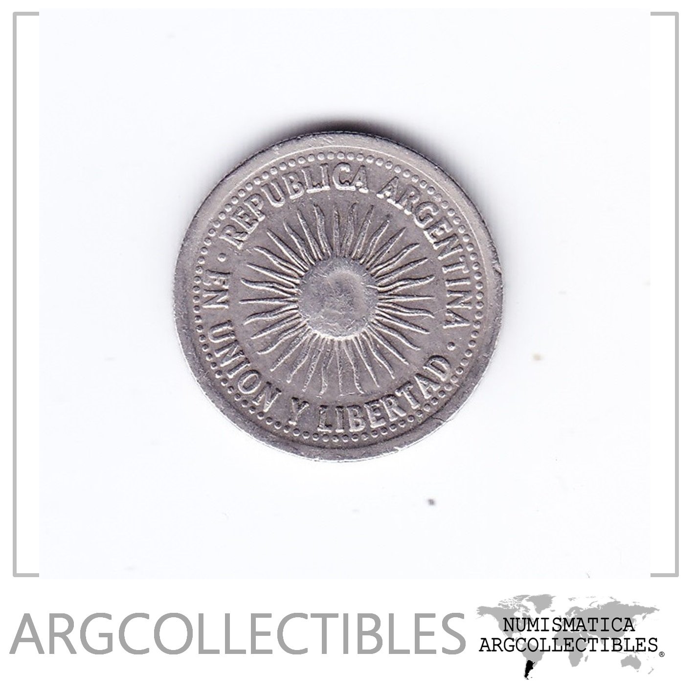 Argentina Moneda 5 Centavos 1994 Niquel / Error en la Cara del Sol AU