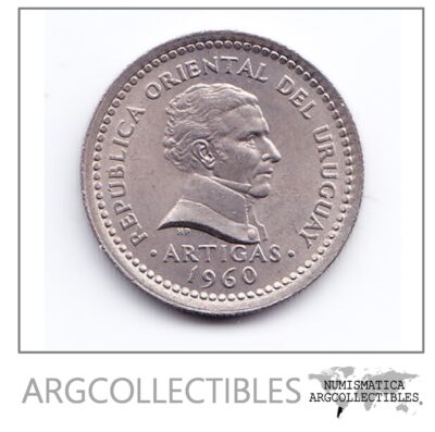 Uruguay Moneda 25 Centesimos Niquel 1960 Artigas Km-40 Au