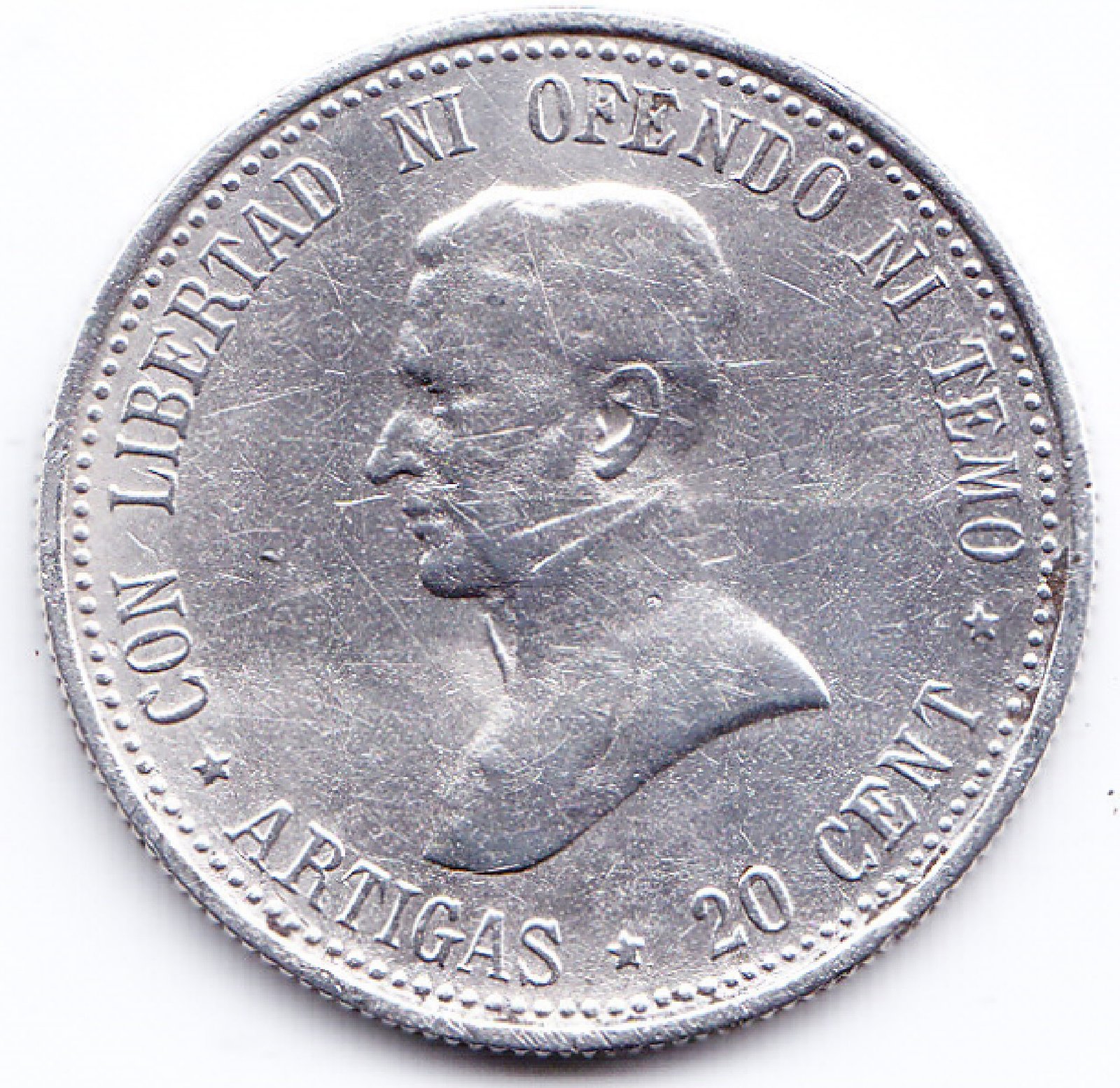 Uruguay Moneda 20 Centesimos Plata Año 1920 Km-24 Xf- - Imagen 2