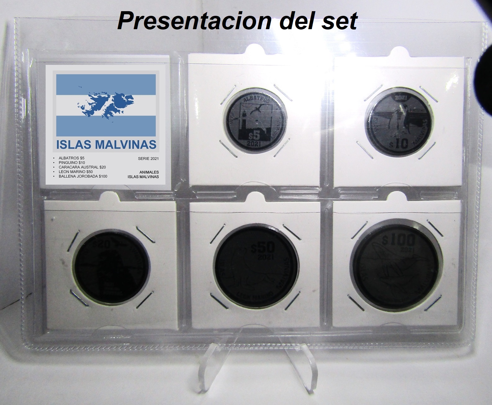 Argentina Nuevo Set de 5 Monedas 2021 Animales de Islas Malvinas UNC - Imagen 5