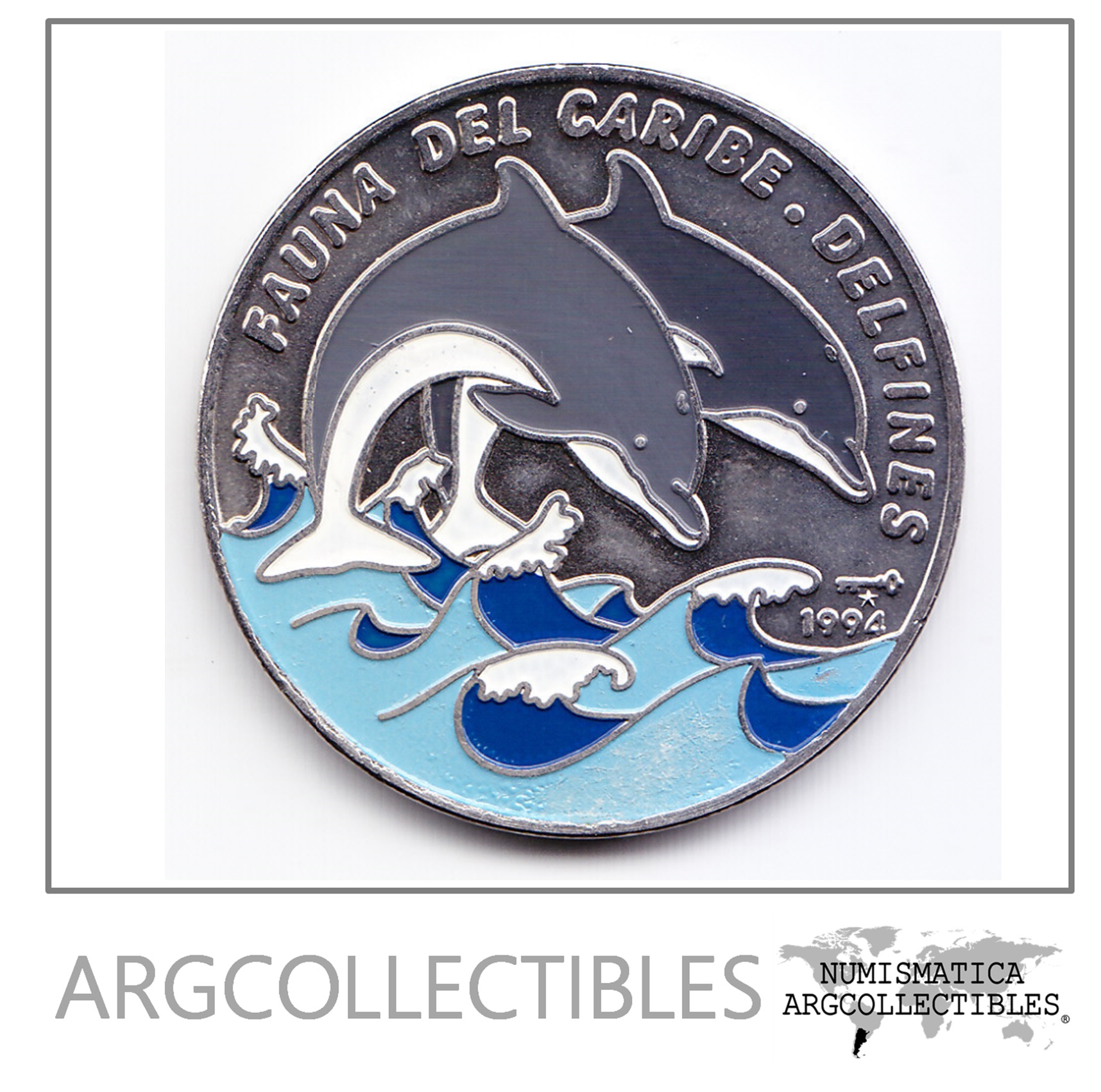Cuba Moneda 1 Peso Niquel 1994 Fauna Del Caribe Delfines Unc