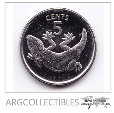Kiribati Moneda 5 Centavos Acero Enchapado 1979 Lagarto Unc