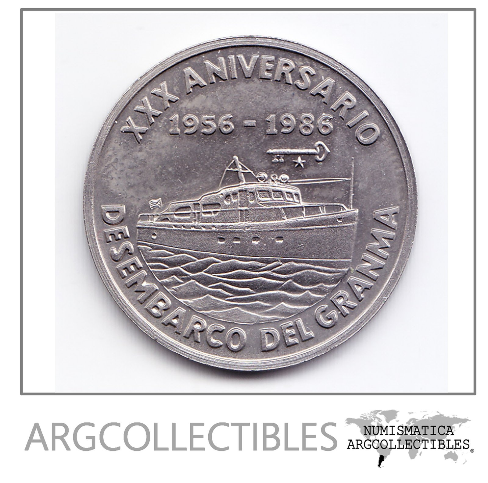 Cuba Moneda 1 Peso Niquel 1986 30 Aniversario Desembarco Del Granma Km-136 Unc