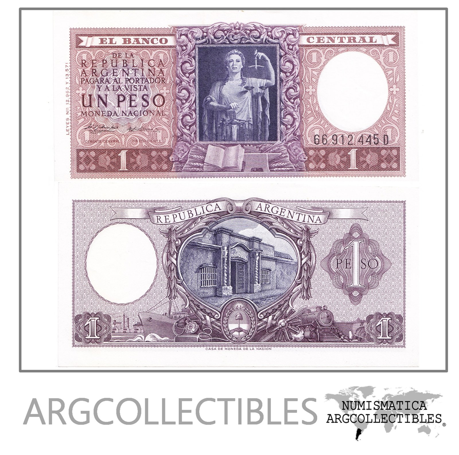 Argentina Billete 1 Pesos 1956 P-263b/BOT-1918 XF (Serie D)