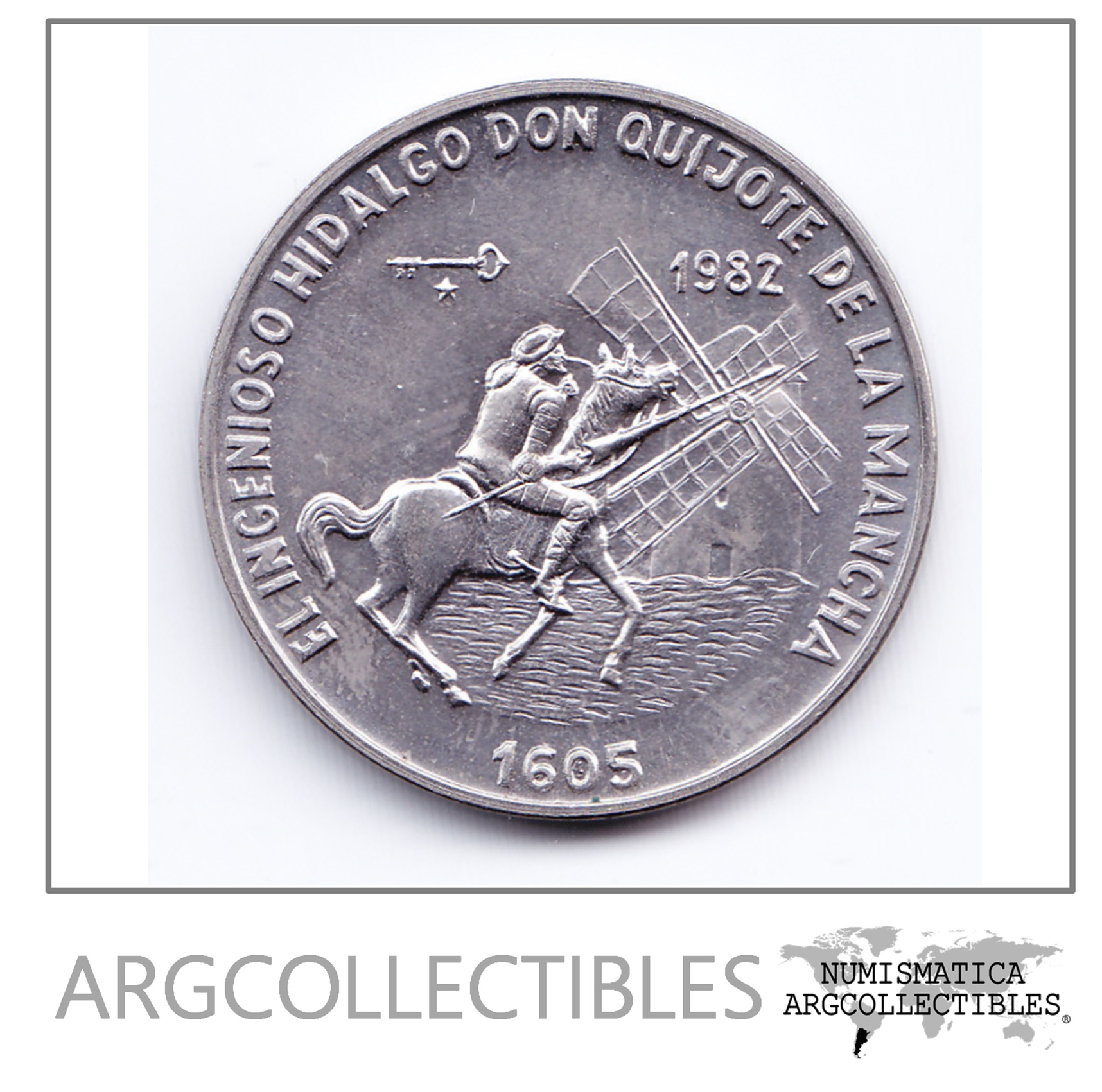 Cuba Moneda 1 Peso Niquel 1982 Don Quijote Y El Molino Unc