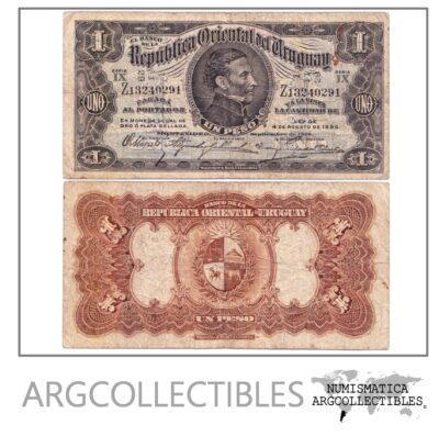 Uruguay Billete 1 Peso 1914 (1929) P-9b F+