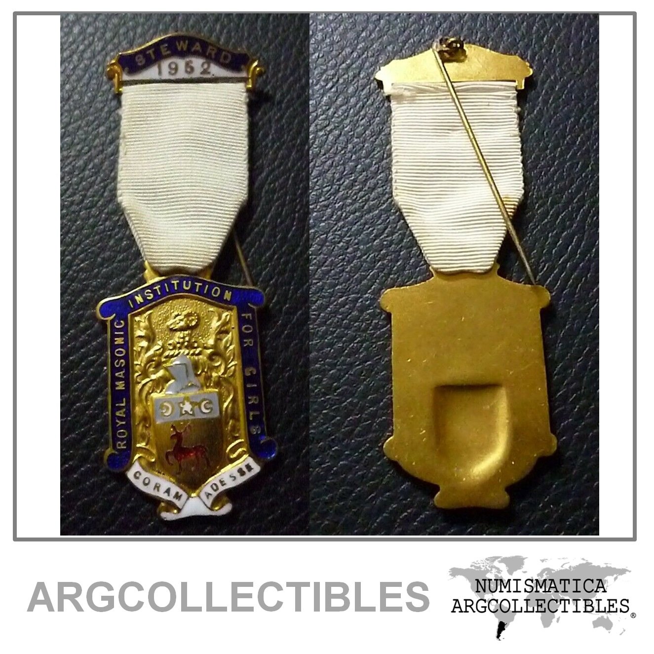 Inglaterra Medalla Masonica Royal Masonic Institucion de Mujeres (Steward 1952)