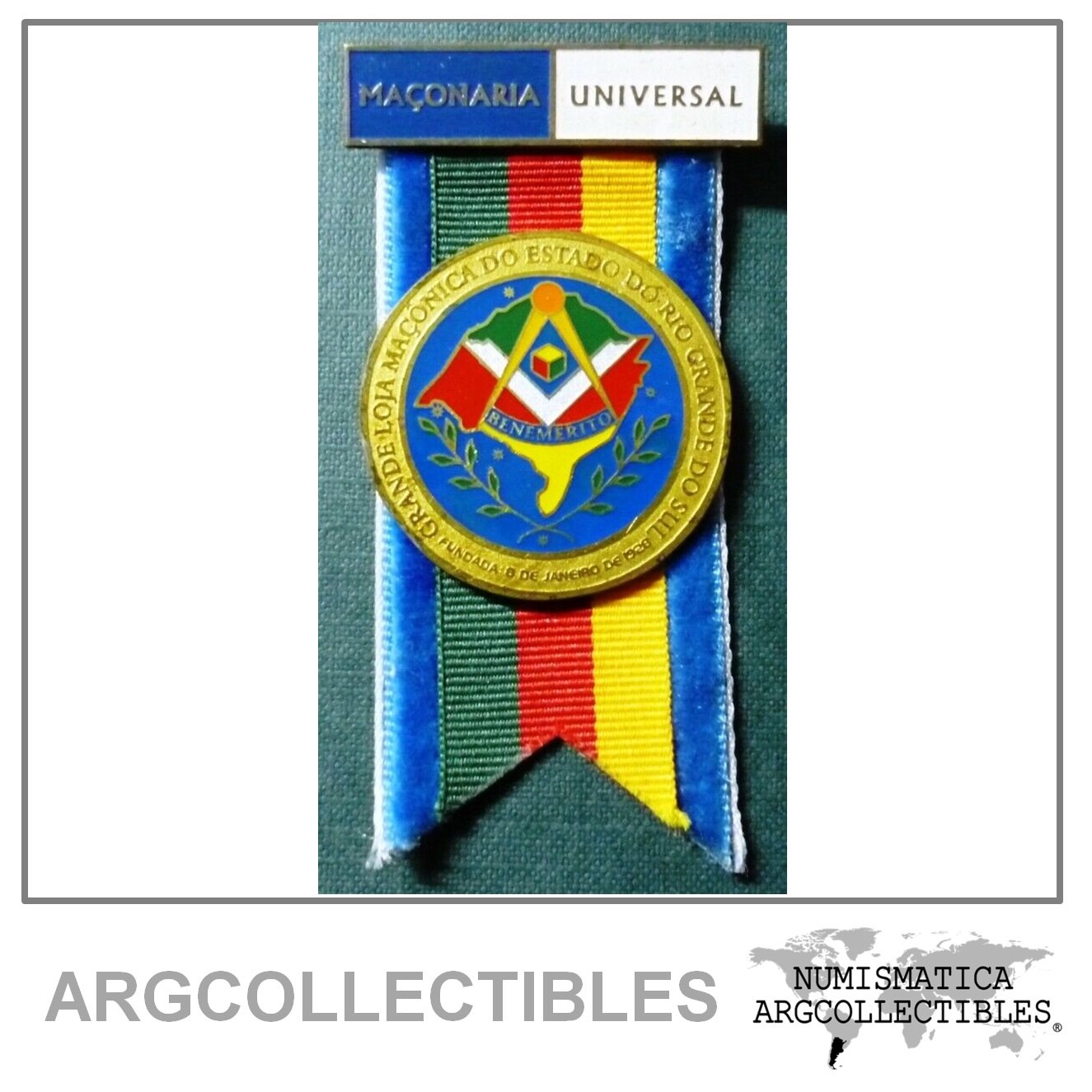 Brasil Medalla Masonica Grand Logia Rio Grande do Sul