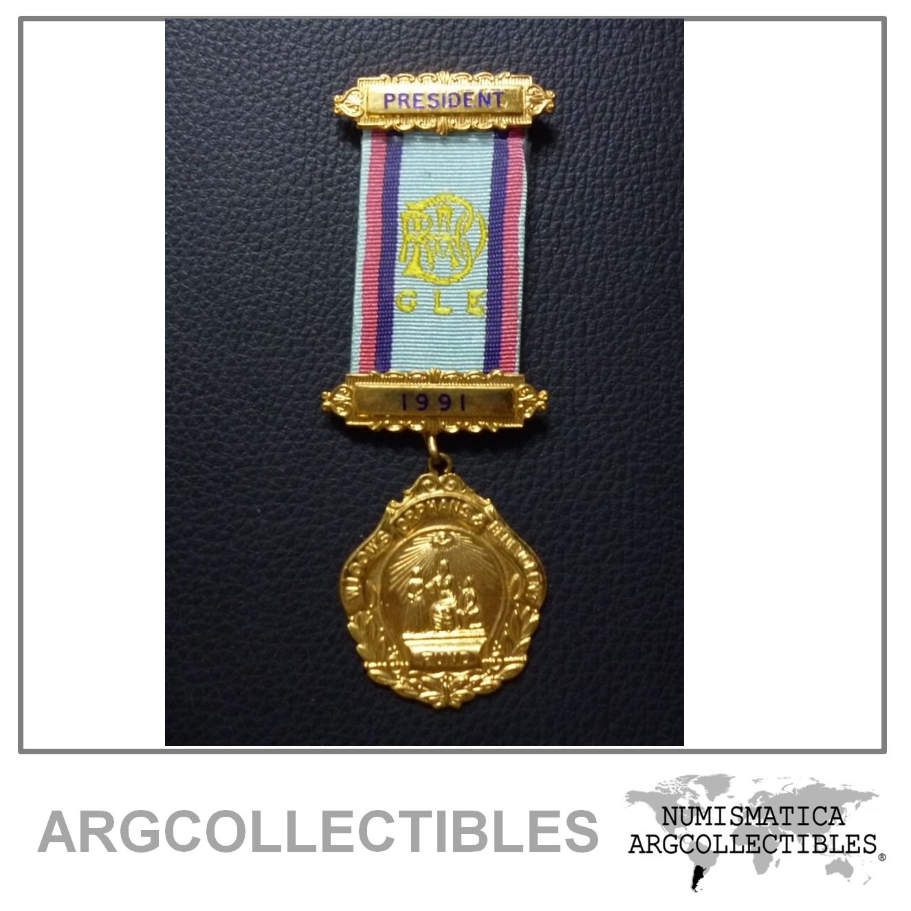 Inglaterra Medalla Masonica GLE Widows, Orphans & Benevolent Fund 1991 (Presidente)