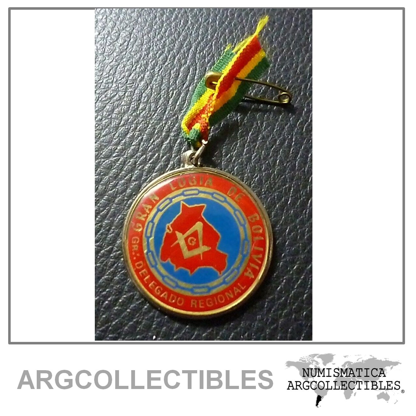 BOLIVIA Medalla Masonica Gran Logia Bolivia (Delegado Regional)