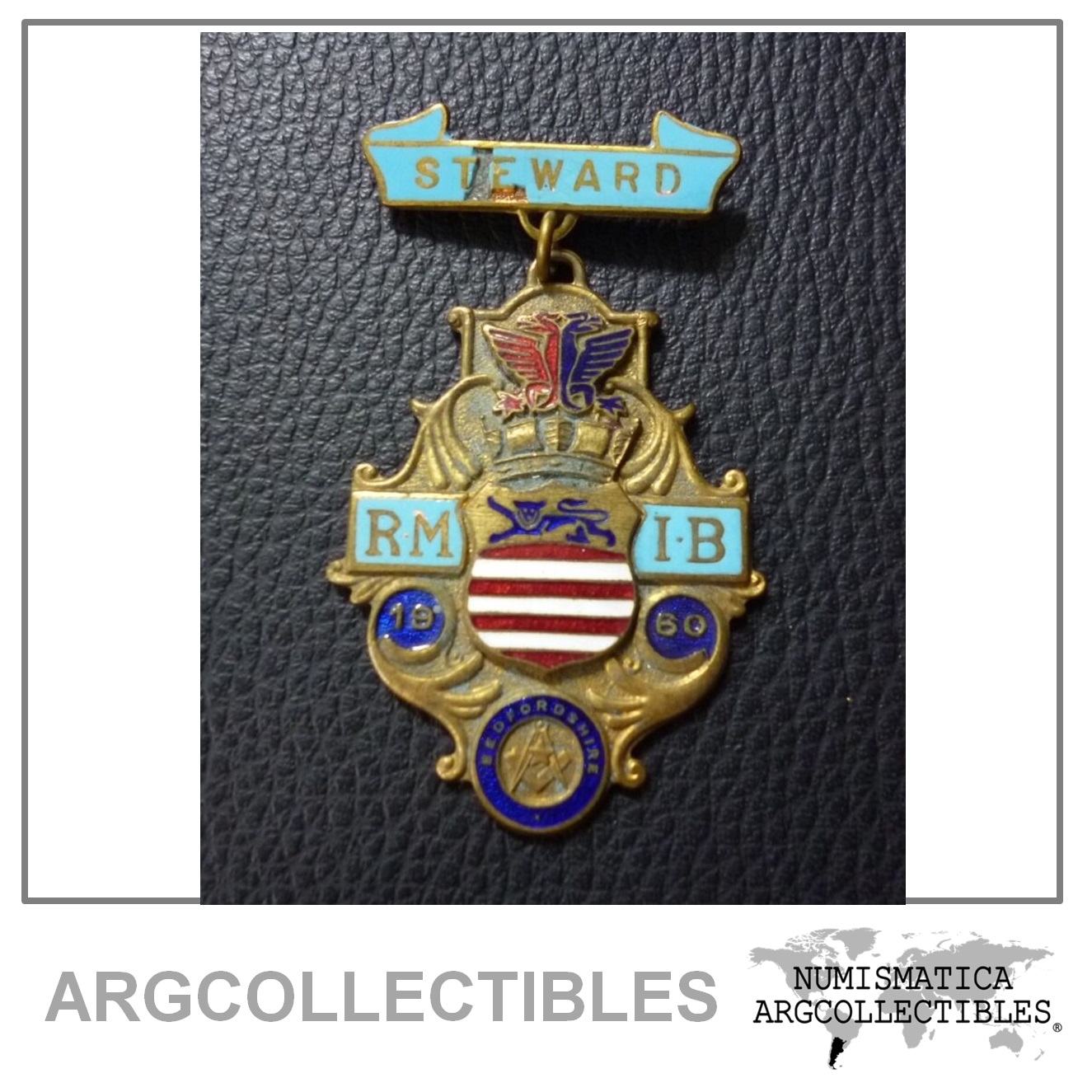 Inglaterra Medalla Masonica RMIB Bedfordshire 1960 (Steward)