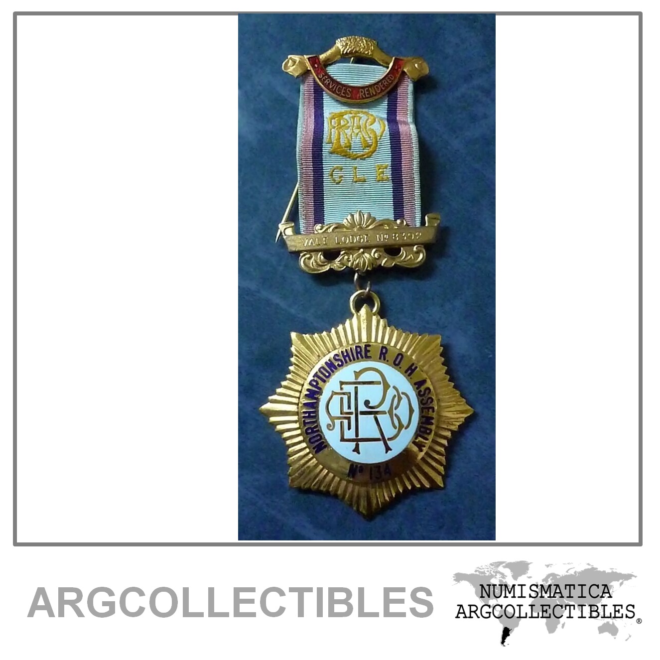 Inglaterra Medalla Masonica Logia Northamptonshire R.O.H. Assembly No.134