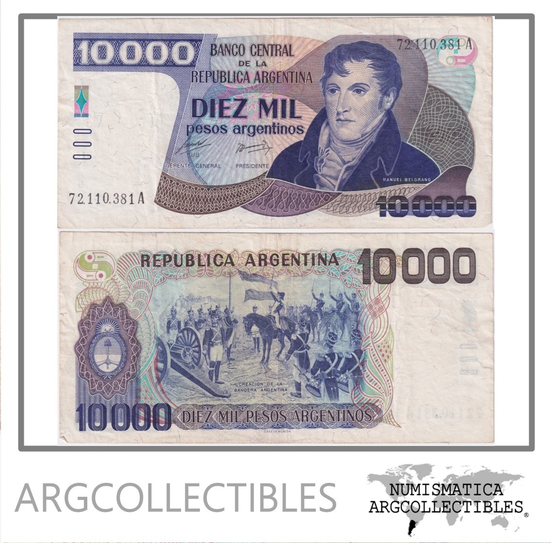Argentina Billete 10.000 Pesos 1985 P-319/BOT-2641 VF+ Serie A
