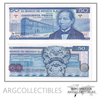 Mexico Billete 50 Pesos 1973 P-65a Low Number Serie A Unc