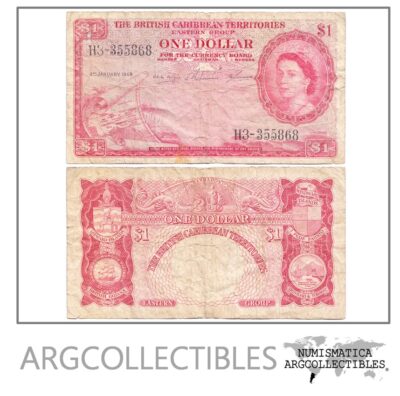 Caribe Del Este Billete 1 Dolar Año 1958 P-7c Condicion F+