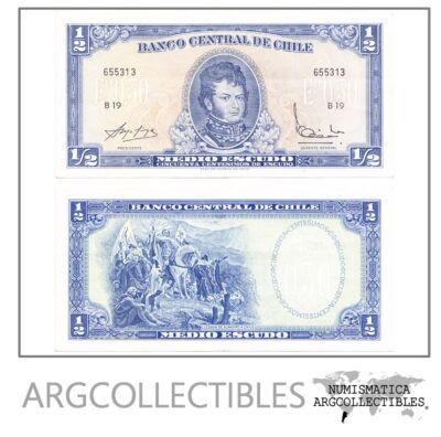 Chile Billete 1/2 Escudo Año 1962 P-134ad Condicion Xf
