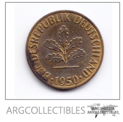 Alemania Moneda 5 Pfening Laton Año 1950 F Km-107 Au
