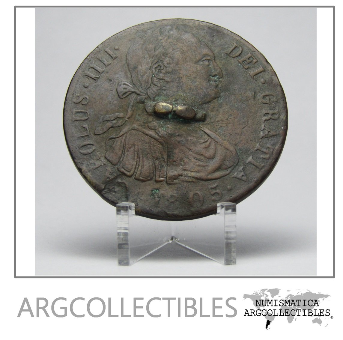 Peru Moneda Boton 1805 Colonial Realista Carlos III
