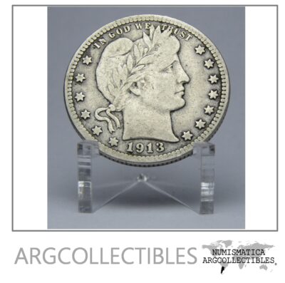 USA Moneda 1/4 Dolar 1913 D Plata Barber KM-114 VF+