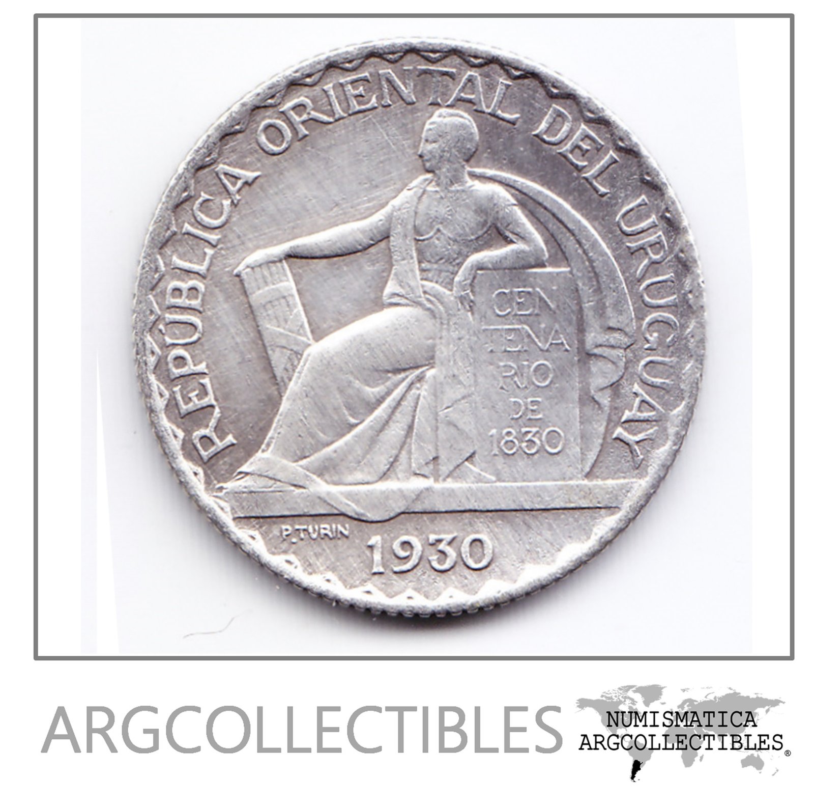 Uruguay Moneda 20 Centavos Plata 1930 Km-26 Constitucion Vf+