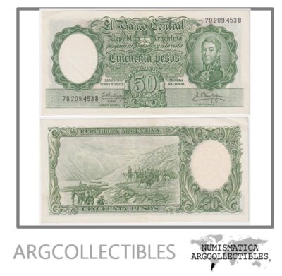 Argentina Billete 50 Pesos 1961 P-271c/BOT-2005a Au (Serie B) Moneda Nacional