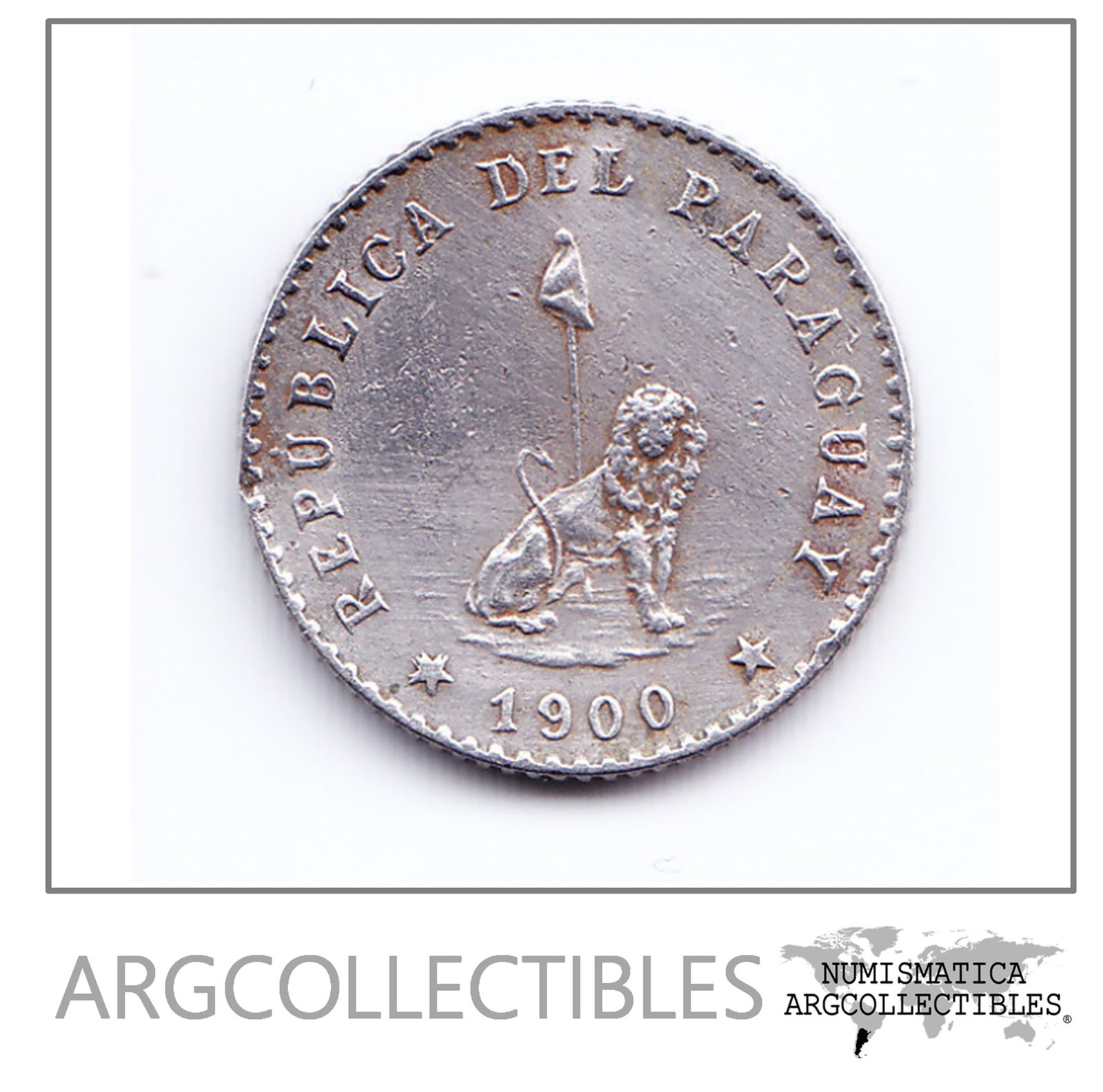 Paraguay Moneda 10 Centavos Niquel Año 1900 Km-7 Vf
