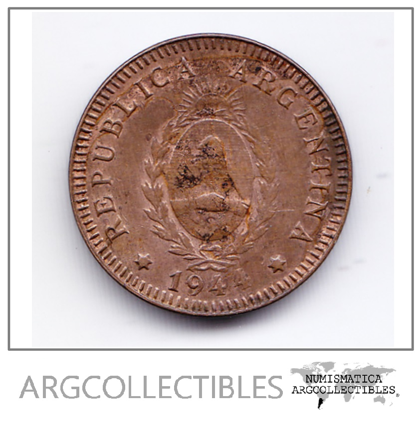 Argentina Moneda 2 Centavos 1944 Moneda Nacional KM-38 XF+