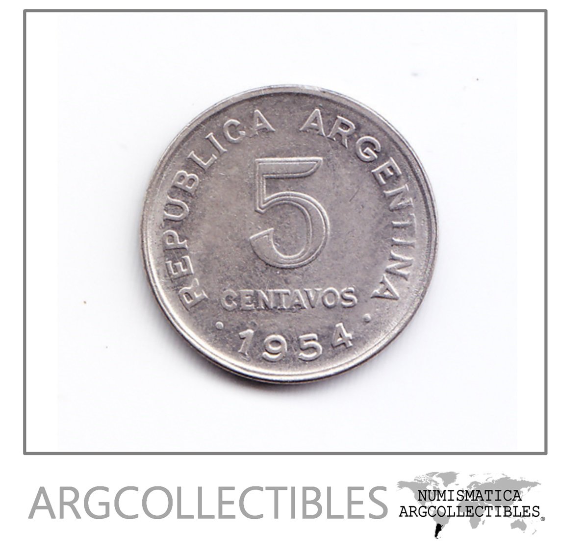 Argentina Moneda 5 Centavos Acero Enchapado 1954 Mn-228 Au