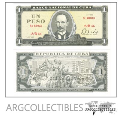 Cuba Billete 1 Peso Año 1980 P-102b Condicion Unc