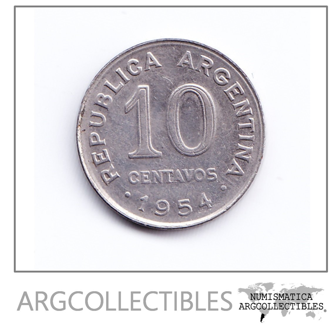 Argentina Moneda 10 Centavos Acero Enchapado 1954 Mn-235 Au