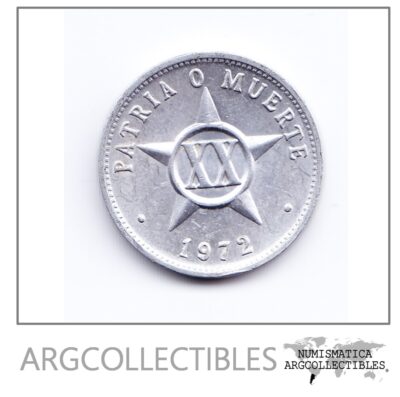 Cuba Moneda 20 Centavos Aluminio 1972 Km-35.1 Condicion Xf