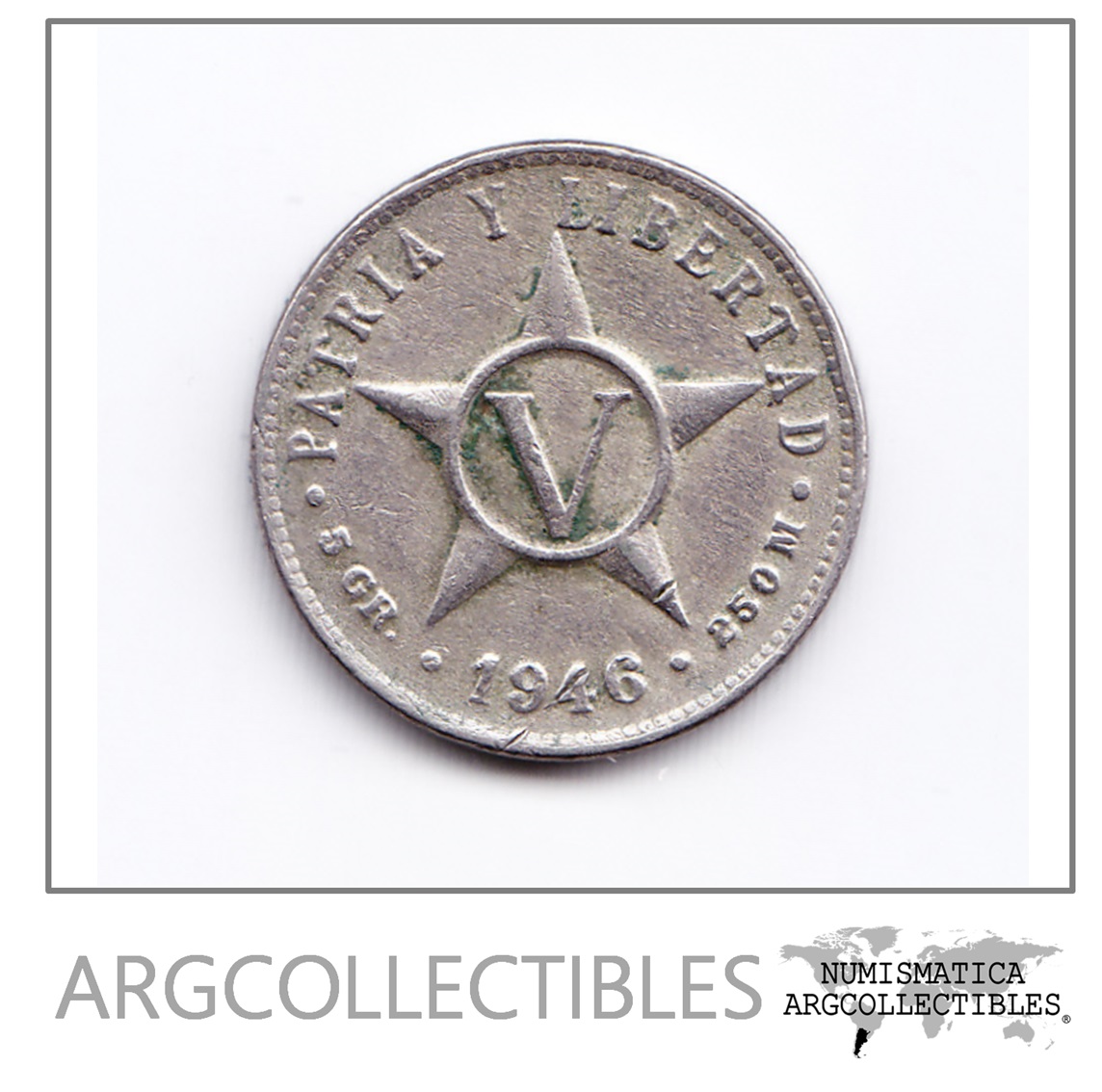 Cuba Moneda 5 Centavos Niquel Año 1946 Km-11.3 Vf+