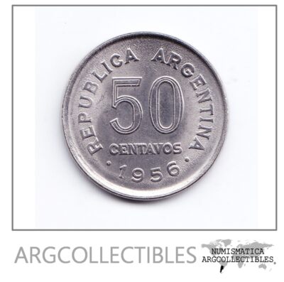 Argentina Moneda 50 Centavos Acero Enchapado 1956 Mn-251 Au