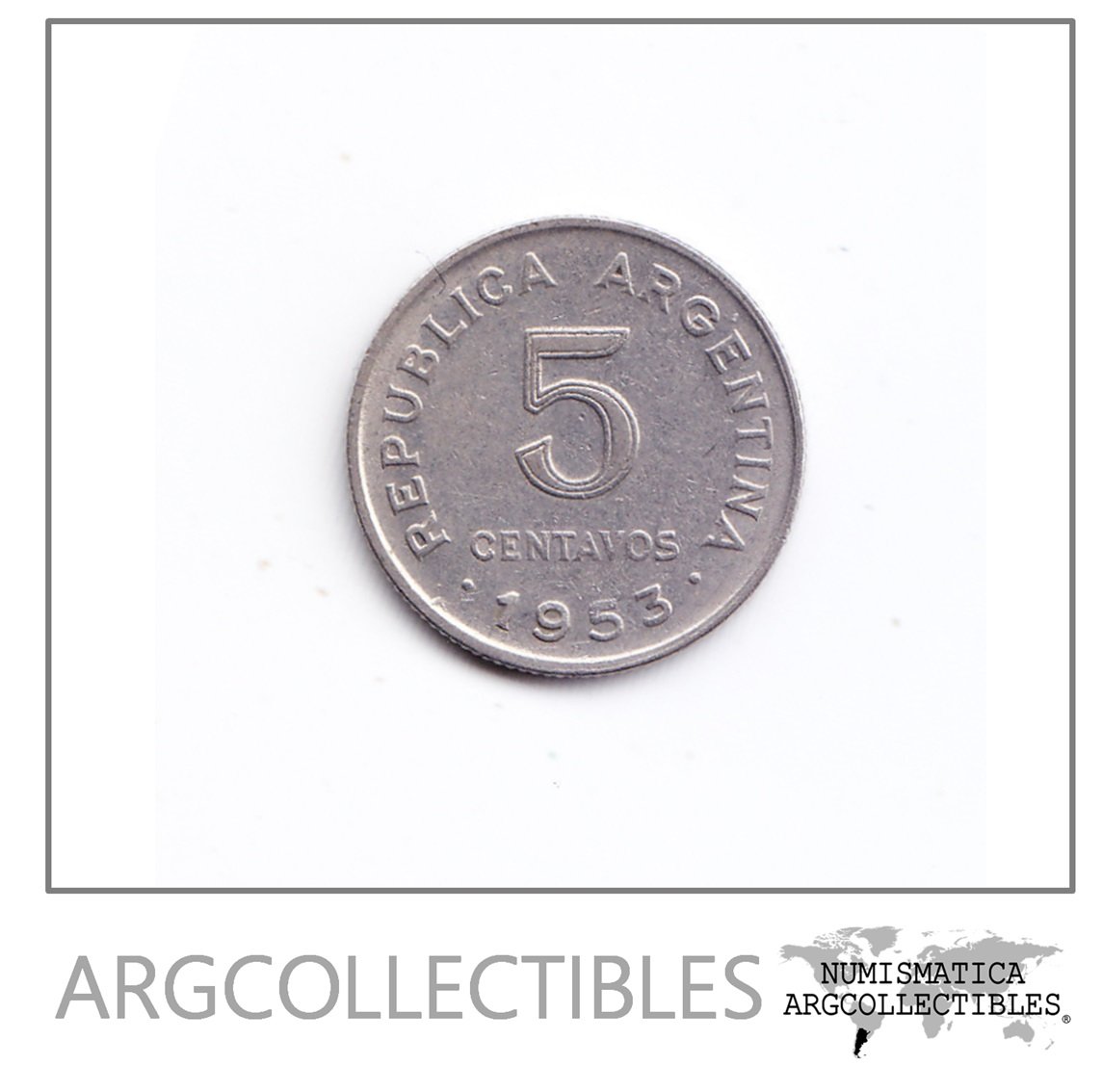 Argentina Moneda 5 Centavos Cuproniquel 1953 Mn-226 Vf+ Xf