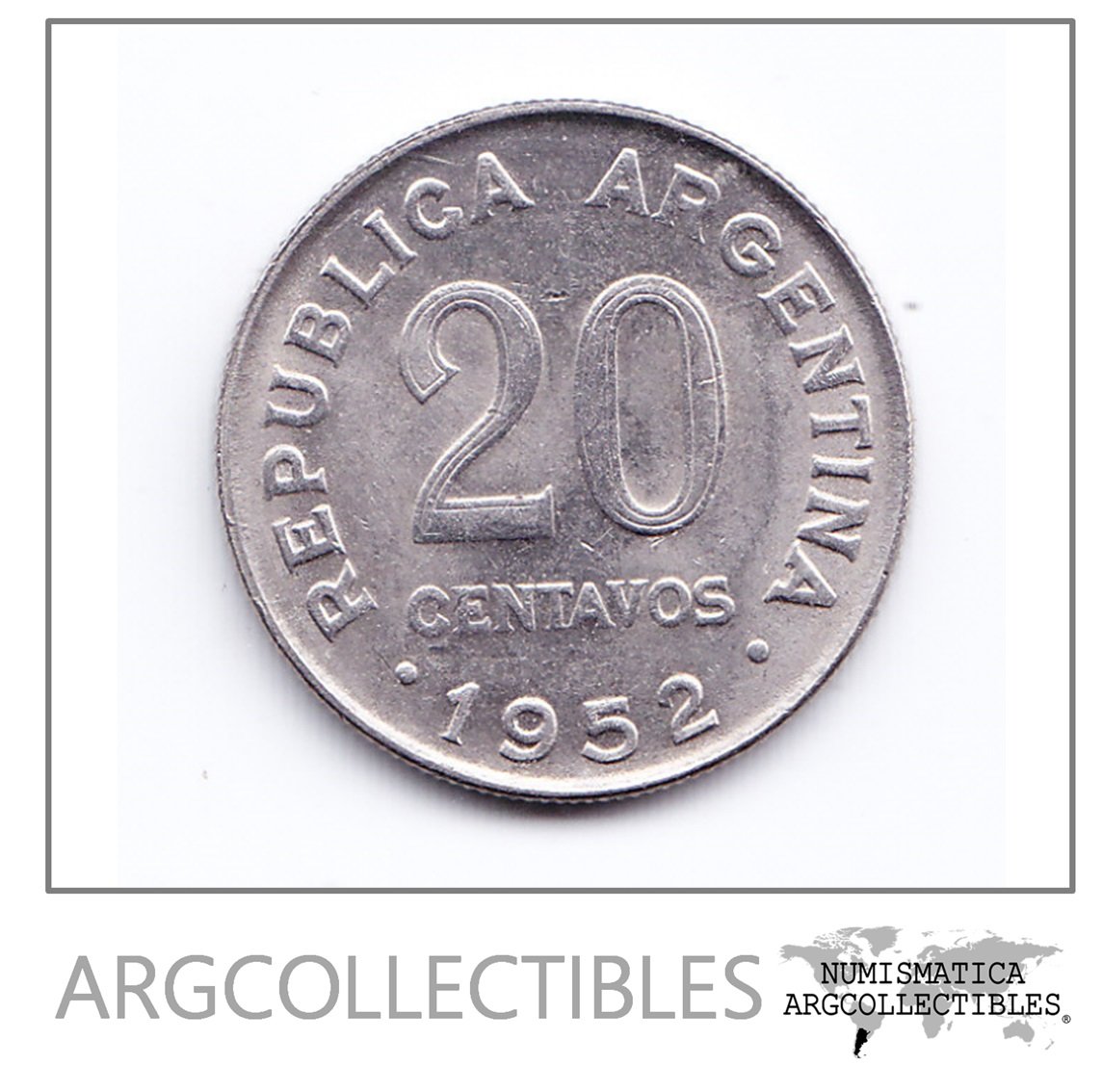 Argentina Moneda 20 Centavos Cuproniquel 1952 San Martin Au