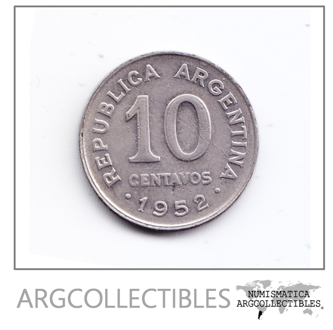 Argentina Moneda 10 Centavos Acero Enchapado 1952 Mn-234 Xf