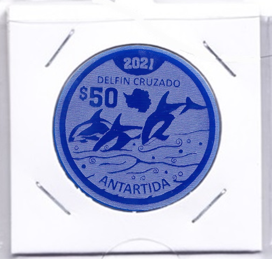 Antartida Monedas Fantasia 50 Dolares 2021 Delfin Cruzado Animales UNC - Imagen 2