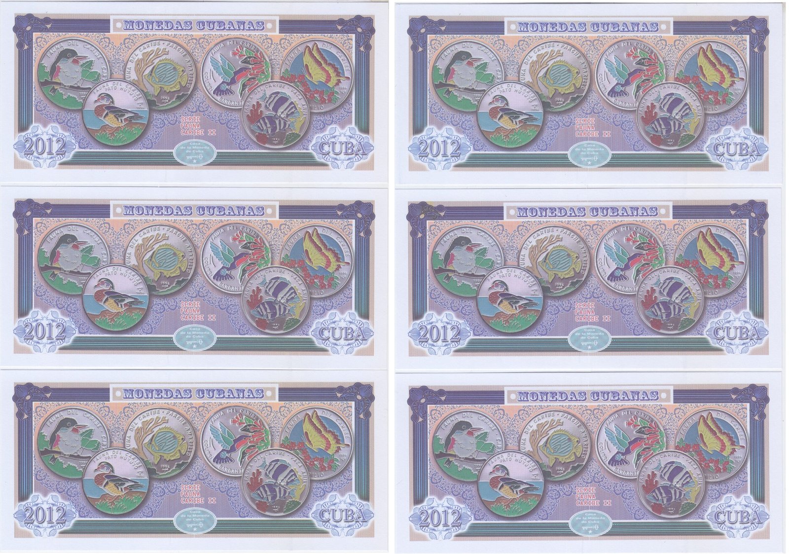 Cuba Set 6 Billetes Año 2012 Fauna Del Caribe II Unc - Imagen 3