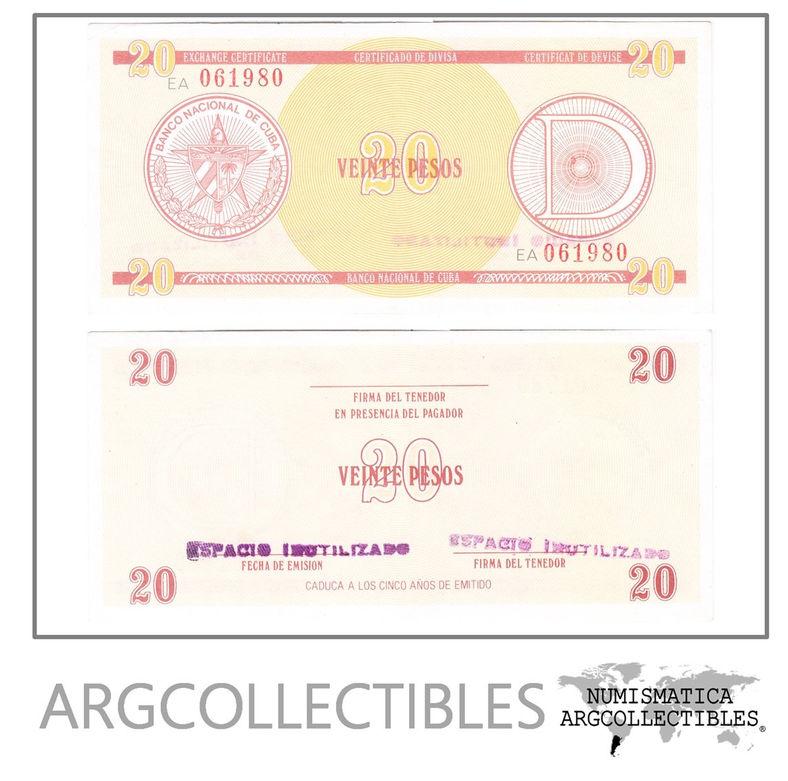 Cuba Billete 20 Pesos Año 1985 Fx-31 (cancelado) Xf+