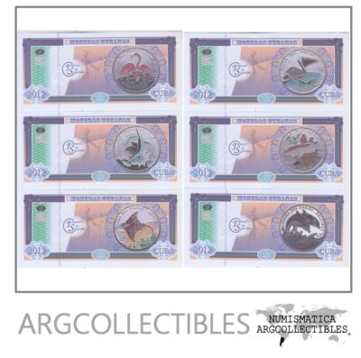 Cuba Set 6 Billetes Año 2012 Fauna Del Caribe I Unc