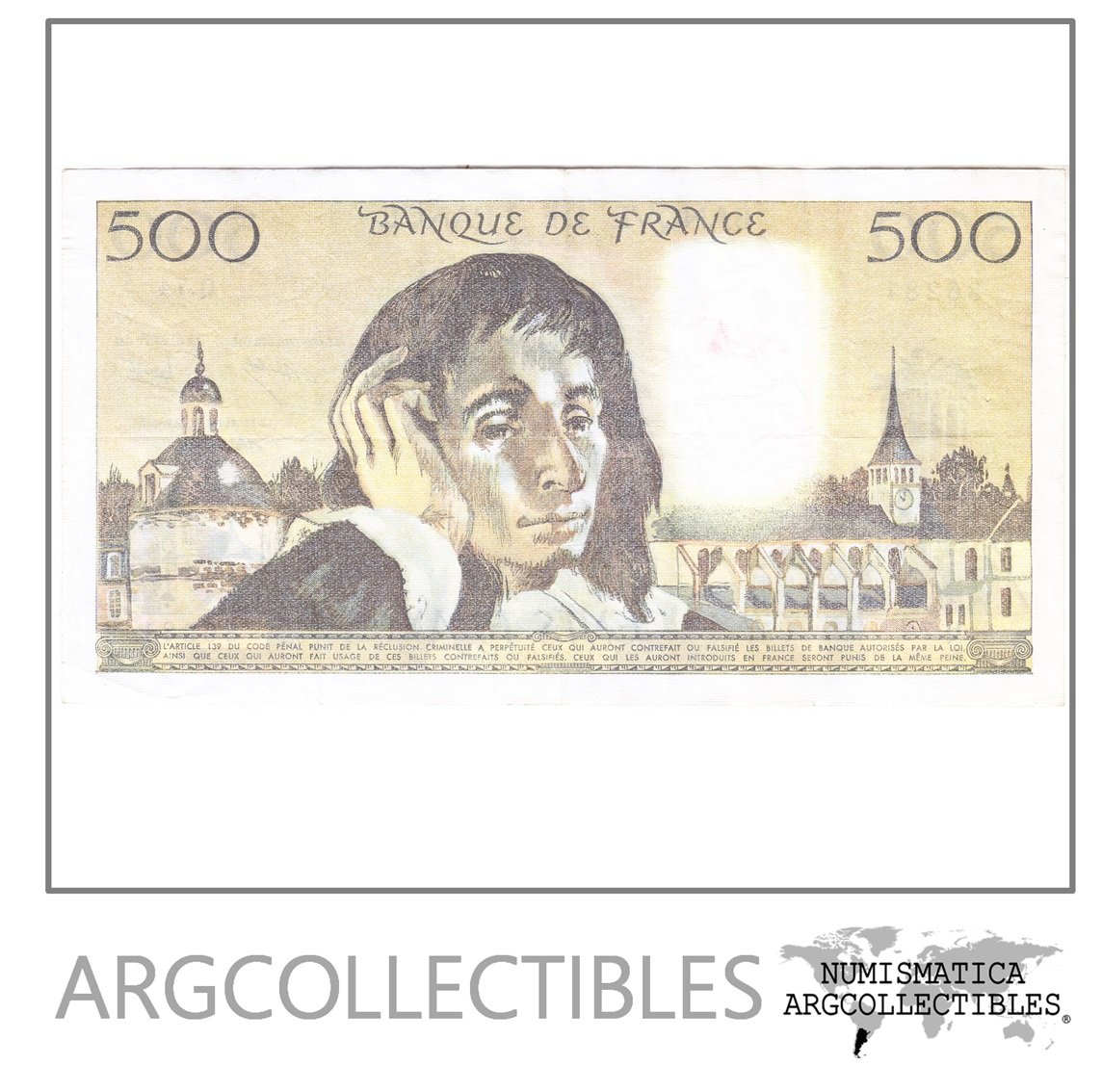 Francia Billete 500 Francos 1977 Blaise Pascal P-156d Vf+ - Imagen 2