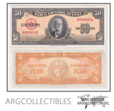 Cuba Billete 50 Pesos Año 1950 P-81a Au (5 Huecos)